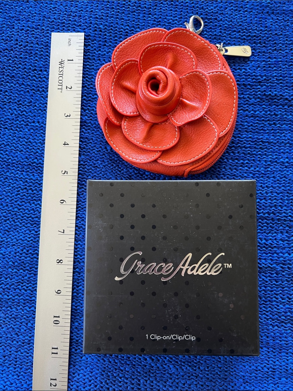 Grace Adele Red Flower Coin Purse